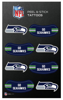 Picture of Rico Industries NFL Football Seattle Seahawks Peel & Stick Temporary Tattoos - Eye Black - Game Day Approved!