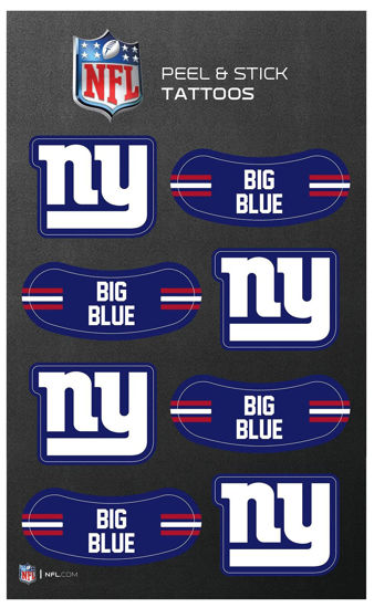 Picture of Rico Industries NFL Football New York Giants Peel & Stick Temporary Tattoos - Eye Black - Game Day Approved!