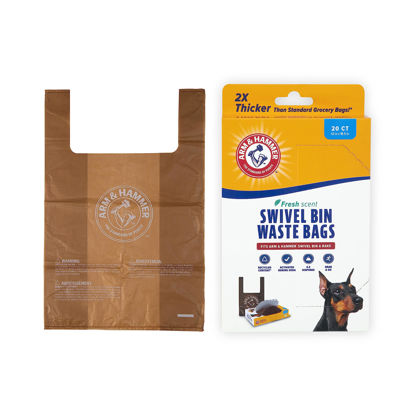 Picture of Arm & Hammer Heavy Duty Pet Waste Bags for Swivel Bin & Rake Dog Pooper Scooper, 20 Count Refill Bags (Packaging May Vary)