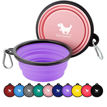 Picture of Collapsible Dog Bowls for Travel, 2-Pack Dog Portable Water Bowl for Dogs Cats Pet Foldable Feeding Watering Dish for Traveling Camping Walking with 2 Carabiners, BPA Free