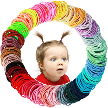 Picture of 200PCS Small Hair Ties,No Crease Baby Hair Ties,Elastic Hair Ponytail Holder Hair Accessories for Baby Girls Infants Toddlers Kids