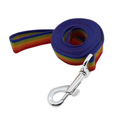 Picture of Nylon Dog Training Leash, Traction Rope, 4Ft /5 Foot /6 Feet Long, 5/8 inch 3/4 Inch 1 Inch Wide, for Small and Medium Dogs (Rainbow, 1'' x 15 FT)