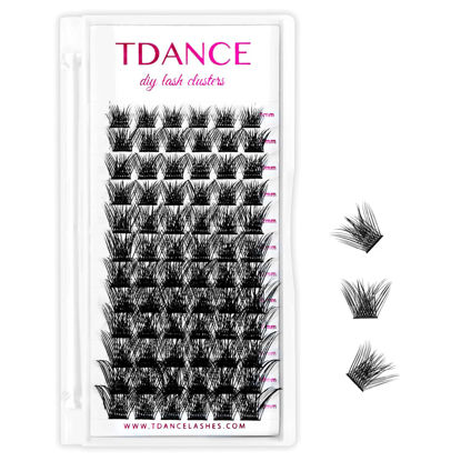 Picture of TDANCE Cluster Lashes D Curl DIY Eyelash Extension 8-16mm Mix Volume Lash Clusters Soft Reusable Lashes Comfortable Natural Lashes Individual Lashes Easy to Use at Home (T003,D,8-16mm)