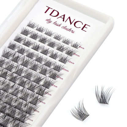 Picture of TDANCE Cluster Lashes D Curl DIY Eyelash Extension 8-16mm Mix Volume Lash Clusters Soft Reusable Lashes Comfortable Natural Lashes Individual Lashes Easy to Use at Home (T005,D,8-16mm)