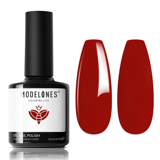 Picture of Modelones Red Gel Nail Polish, 1 Pcs 15 ML Ruby Ancora Popular Red Gel Polish Fall Color Gel Red Nail Polish Art DIY Salon Gift for Girls Women