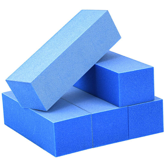 Picture of Maryton Nail Buffer Blocks, Fine Grit 180/240 Professional Salon Quality 3 Way Blue Buffing Blocks for Natural Nails - Buff Nails Prior to Application of Gel Polish, Acrylic, 5 Count