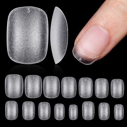 Picture of TOMICCA Soft Gel Nail Tips - Extra Short Oval Nail Tips, Double Sided Matte Acrylic Nail Extension Tips, 240Pcs 15 Sizes Press On Nail Tips for Home DIY Nail Art Women Girls