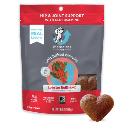 Picture of Shameless Pets Soft-Baked Dog Treats, Lobster Rollover - Natural & Healthy Dog Chews for Hip & Joint Support with Glucosamine - Dog Biscuits Baked & Made in USA, Free from Grain, Corn & Soy - 1-Pack