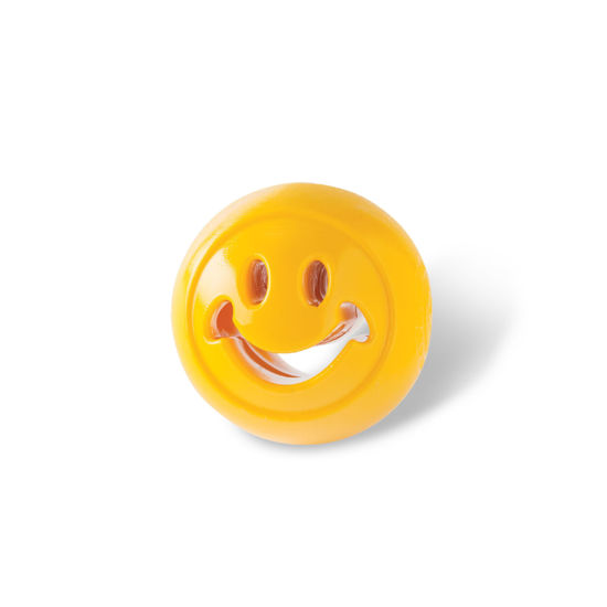 Picture of Outward Hound Nooks Happiness Treat Dispensing Dog Toy, Small, Yellow, Smiley Face