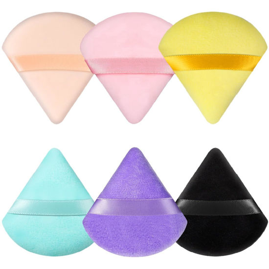 Picture of Pimoys 6 Pieces Powder Puff Soft Makeup Sponge Triangle Make Puff for Face Powder Cosmetic Foundation Sponge Beauty Makeup Tool, MultipleColors