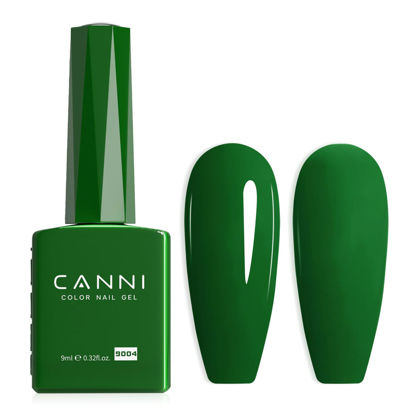 Picture of CANNI Dark Green Gel Nail Polish, 1Pcs Emerald Green Gel Polish Green Color Nail Polish Gel High Gloss Soak Off U V Gel Nail French Nail Manicure Salon DIY