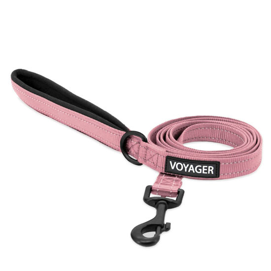 Picture of Best Pet Supplies Voyager Reflective Dog Leash with Neoprene Handle, 5ft Long, Supports Small, Medium, and Large Breed Puppies, Cute and Heavy Duty for Walking, Running, and Training - Pink,3/4" x 5ft