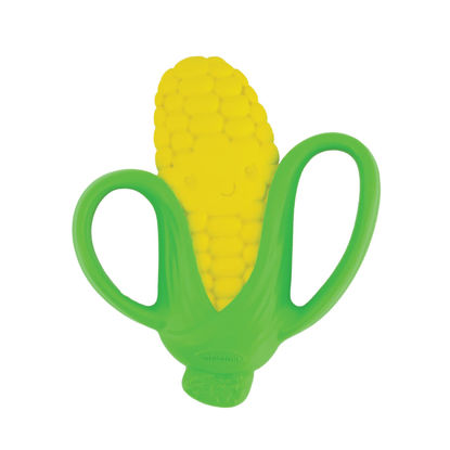 Picture of Infantino Lil' Nibbles Textured Silicone Teether - Sensory Exploration and Teething Relief with Easy to Hold Handles, Corn