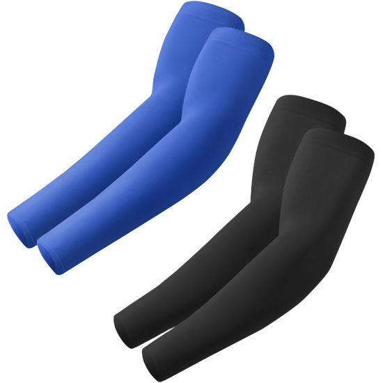 Picture of ROXUN 2 Pairs Arm Sleeves, Cooling UV Sun Protection Sports Compression for Men/Women Black+Blue