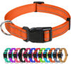 Picture of TagME Reflective Nylon Dog Collars, Adjustable Classic Dog Collar with Quick Release Buckle for Small Dogs, Orange, 5/8" Width