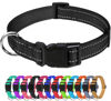 Picture of TagME Reflective Nylon Dog Collars, Adjustable Classic Dog Collar with Quick Release Buckle for Small Dogs, Black, 3/4" Width