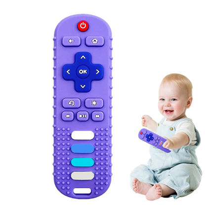 Picture of Silicone Baby Teething Toys, Teething Toys for Babies 0 6 18 24 Months, Baby Silicone Chew Toys，Remote Control Shape Teething Toys,BPA Free (Purple)