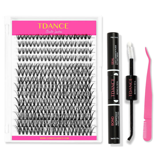 Picture of TDANCE Lash Cluster Kit 280 PCS DIY Lash Extension Kit with 9-16mm Mix Lash Clusters, Lash Bond and Seal, Lash Applicator for DIY Eyelash Extension Kit at Home(Kit-30D-D)