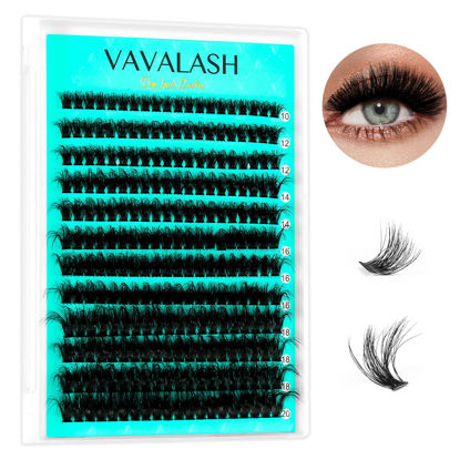 Picture of VAVALASH 60D Lash Clusters Wispy Volume Individual Lashes DIY Eyelash Extensions Individual Cluster Lashes Faux Mink False Lashes DIY Lashes at Home (60D,10-20MIX)