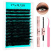 Picture of VAVALASH Lash Extensions Kit 50D Lash Clusters Kit 10-20mm Individual Thick Eyelash Extension Kit with Lash Bond and Seal,Lash Applicator Tweezer,DIY Lashes at Home (Kit-50D）