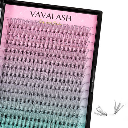 Picture of VAVALASH Individual Cluster Lashes 10D-0.07-D-16-20MIX DIY Eyelash Extension 280 Lash Clusters Faux Mink Slik Individual Lashes Easy Full Lash Extensions DIY at Home (10D-0.07-D-16-20mm Mix)