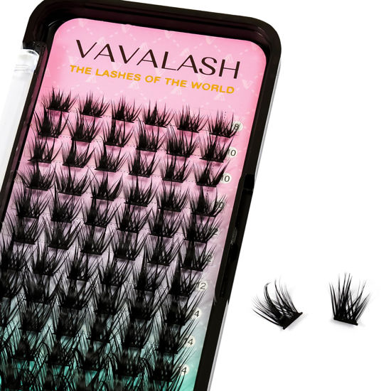 Picture of VAVALASH Lash Clusters 72 PCS DIY Eyelash Cluster Extension Light and Soft 72 Clusters Lashes Extensions Easy Full Mega Volume Lashes C/D Curl Cluster Eyelashes (AL11, D Curl-8-16mm Mix)