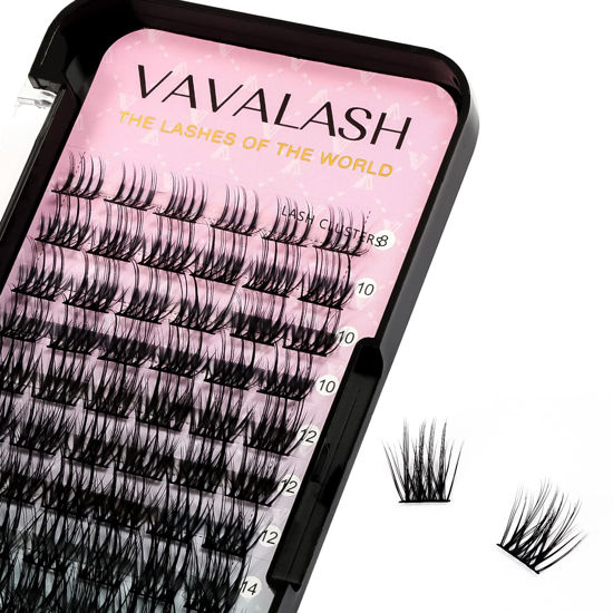 Picture of VAVALASH Lash Clusters 72 PCS DIY Eyelash Cluster Extension Soft Thin Band 72 Clusters Lashes Extensions C/D Curl Clusters Eyelashes Volume Wispy Individual Lashes Cluster (VY22, D Curl-16mm)