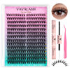 Picture of VAVALASH DIY Lash Extension Kit Cat Eye Lash Clusters Individual Lashes Kit With Lash Bond and Seal, Lash Tweezer for DIY Eyelash Extension at Home（FOX-40D-D-9-16MIX）