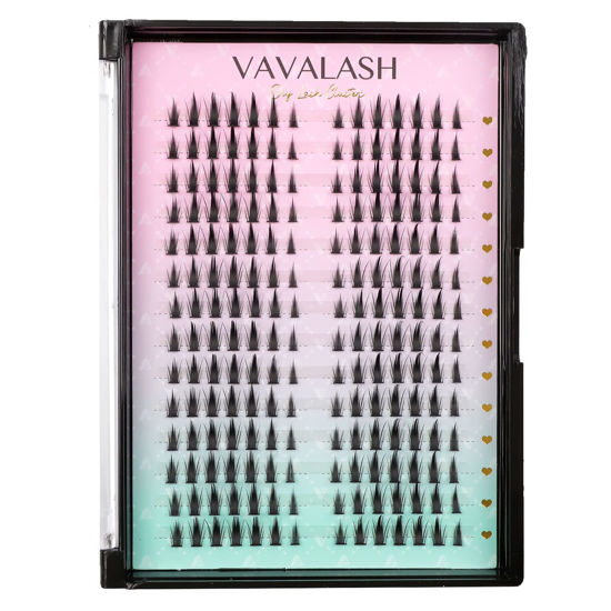 Picture of VAVALASH Individual Cluster Lashes 196 PCS DIY Eyelash Extension Light and Soft Faux Mink Slik Lash Clusters Easy Full Lash Extensions DIY at Home (V09,C Curl-Mix)