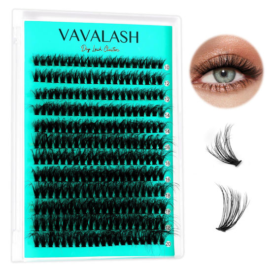 Picture of VAVALASH Lash Clusters 40D Volume Individual Lashes Wispy Lash Extensions DIY Cluster Lashes Individual False Lashes DIY Lashes at Home (40D,10-20MIX)