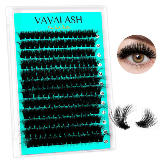 Picture of VAVALASH Lash Clusters 100D 10-20mm Cluster Lashes Wispy Volume Individual Lashes, Lash Bond and Seal Glue, Lash Tweezer for DIY Lash Extension at Home (100D-10-20MIX)