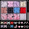 Picture of 600 Pcs 3D Nail Charms and Flatback Pearls Set 1, 8 Colors Nail Bows Charm + Pink&White Star Heart Moon Cute Nail Jewels + 2-4mm White Nail Pearls for Nail Art DIY Decoration with Pickup Tools