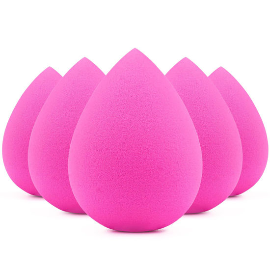 Picture of BEAKEY 5 Pcs Makeup Sponges, Latex-Free Beauty Sponge for Flawless Liquid, Cream, and Powder Application, Rose Pink Sponges