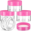 Picture of Patelai 4 Pieces Round Clear Wide-mouth Leak Proof Plastic Container Jars with Lids for Travel Storage Makeup Beauty Products Face Creams Oils Salves Ointments DIY Making or Others (Pink,1 Ounce)