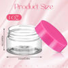 Picture of Patelai 4 Pieces Round Clear Wide-mouth Leak Proof Plastic Container Jars with Lids for Travel Storage Makeup Beauty Products Face Creams Oils Salves Ointments DIY Making or Others (Pink,1 Ounce)