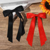 Picture of 2PCS Silky Satin Hair Bows Hair Clip Black Red Hair Ribbon Ponytail Holder Accessories Slides Metal Clips Hair Bow for Women Girls Toddlers Teens Kids