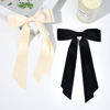 Picture of 2PCS Silky Satin Hair Bows Hair Clip Beige Black Hair Ribbon Ponytail Holder Accessories Slides Metal Clips Hair Bow for Women Girls Toddlers Teens Kids