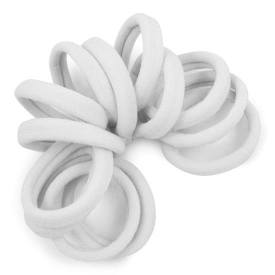 Picture of Cyndibands Seamless Hair Ties - White - Gentle Hair Ties No Damage, Soft and Stretchy Nylon Fabric Ponytail Holders - 12 Count