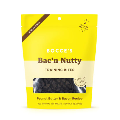 Picture of Bocce's Bakery Bac'N Nutty Training Treats for Dogs, Wheat-Free Dog Treats, Made with Real Ingredients, Baked in The USA, All-Natural & Low Calorie Training Bites, PB & Bacon Recipe, 6 oz