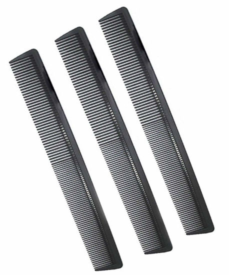 Picture of 3 Pack Carbon Fiber Cutting Comb, Professional 8.15” Styling Comb, Hairdressing Comb For All Hair Types, Fine and Wide Tooth Hair Barber Comb