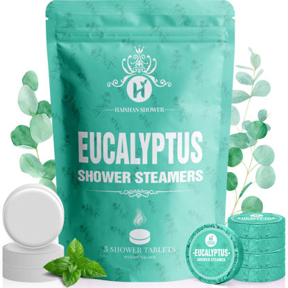 Picture of Shower Steamers Aromatherapy Organic Eucalyptus & Mint Essential Oil, 5-Pack Shower Bombs Gifts for Women or Men, Unique Birthday Gifts for Girlfriend Mom Wife Sister