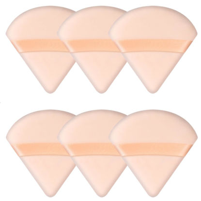 Picture of Pimoys 6 Pieces Powder Puff Triangle Makeup Powder Puffs for Face Powder Setting Powder Cosmetic Foundation Blending Sponge Beauty Makeup Tool, Beige