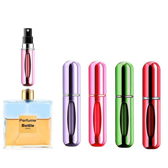 Picture of Yamadura Portable Mini Refillable Perfume Atomizer Bottle Refillable Spray, Atomizer Perfume Bottle, Scent Pump Case, Perfume Atomizer Refillable Travel (5ml, 4 Pack)(Red, Rose Red, Purple, Green)