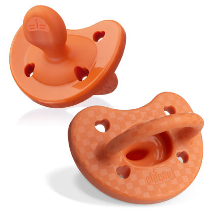 Picture of Chicco PhysioForma Luxe Silicone One Piece Pacifier for Babies Aged 16-24m | Fashion Textured Shield | BPA & Latex Free | Reusable Sterilizing Case | Terracotta, 2pk