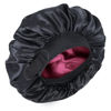 Picture of Silk Bonnet for Sleeping Double Layer Satin Bonnet Adjustable Bonnets for Black Women Sleep Cap Reversible Hair Bonnet for Curly Hair (Black and Wine)