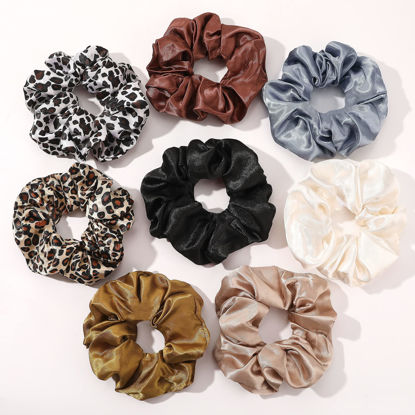 Picture of Scrunchies Hair Ties Silk Satin Scrunchy - Hair Elastics Bands Ponytail Holder Pack of Neutral Scrubchy Hair Accessories Women Girls