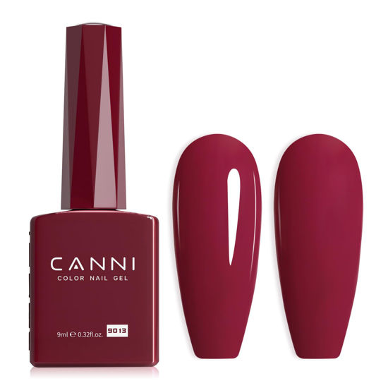 Picture of CANNI Red Gel Nail Polish, 1Pcs Dark Red Gel Polish Deep Red Color Nail Polish Gel High Gloss Soak Off U V Gel Nail French Nail Manicure Salon DIY