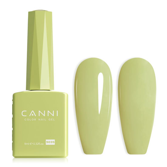 Picture of CANNI Pastel Green Gel Nail Polish, 1Pcs Sage Light Green Gel Polish Lime Mint Green Color Nail Polish Gel High Gloss Soak Off U V Gel Nail French Nail Manicure Salon DIY