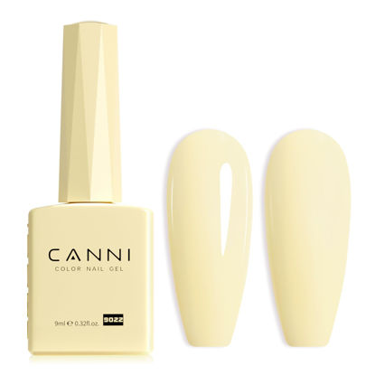 Picture of CANNI Pastel Yellow Gel Nail Polish, 1Pcs Pale Light Yellow Gel Polish Butter Neon Yellow Color Nail Polish Gel High Gloss Soak Off U V Gel Nail French Nail Manicure Salon DIY