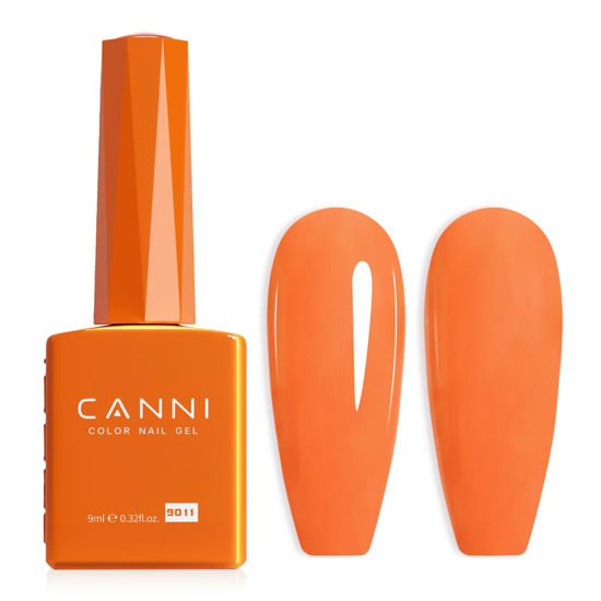 Picture of CANNI Orange Gel Nail Polish, 1Pcs Orange Gel Polish Bright Orange Color Nail Polish Gel High Gloss Soak Off U V Gel Nail French Nail Manicure Salon DIY